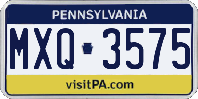 PA license plate MXQ3575