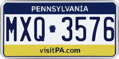 PA license plate MXQ3576
