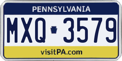 PA license plate MXQ3579