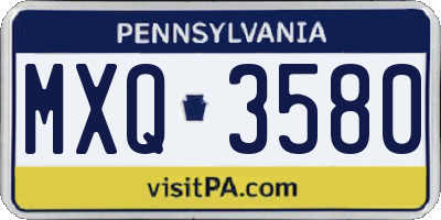 PA license plate MXQ3580