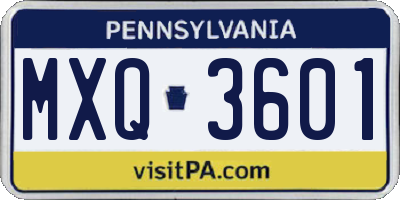 PA license plate MXQ3601
