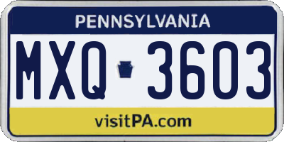 PA license plate MXQ3603