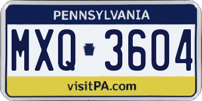 PA license plate MXQ3604