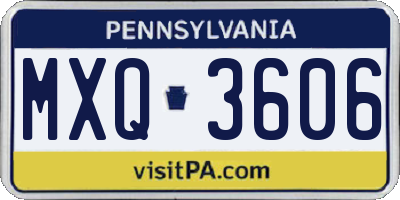 PA license plate MXQ3606