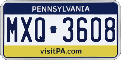 PA license plate MXQ3608