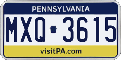 PA license plate MXQ3615
