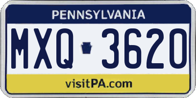 PA license plate MXQ3620