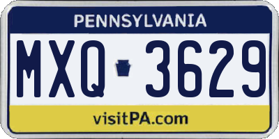 PA license plate MXQ3629