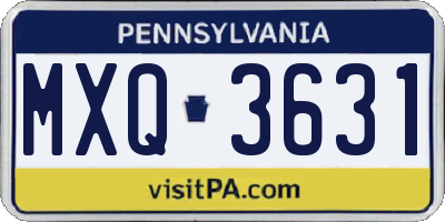 PA license plate MXQ3631