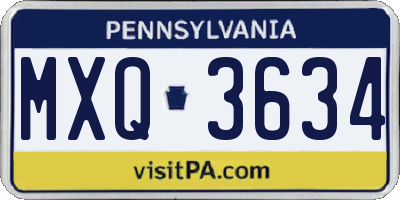 PA license plate MXQ3634