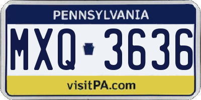 PA license plate MXQ3636