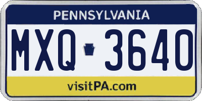 PA license plate MXQ3640