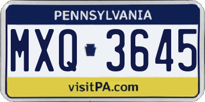 PA license plate MXQ3645