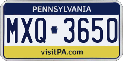 PA license plate MXQ3650