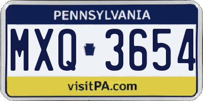 PA license plate MXQ3654