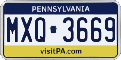 PA license plate MXQ3669