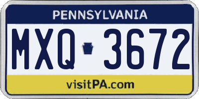 PA license plate MXQ3672