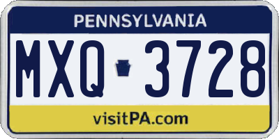 PA license plate MXQ3728