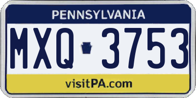 PA license plate MXQ3753