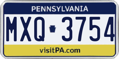 PA license plate MXQ3754
