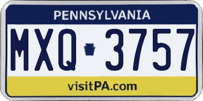 PA license plate MXQ3757