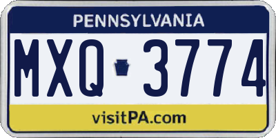 PA license plate MXQ3774