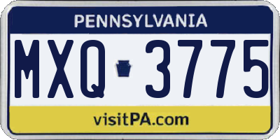 PA license plate MXQ3775