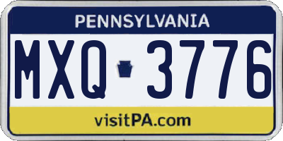 PA license plate MXQ3776