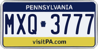 PA license plate MXQ3777