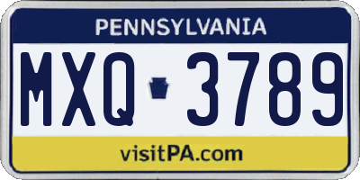 PA license plate MXQ3789