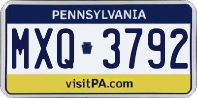 PA license plate MXQ3792
