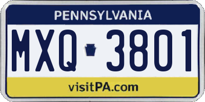 PA license plate MXQ3801