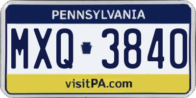 PA license plate MXQ3840