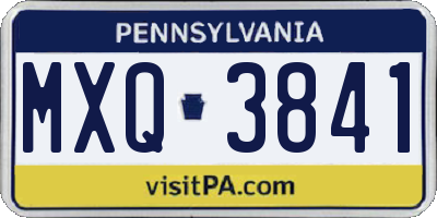 PA license plate MXQ3841