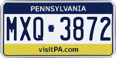 PA license plate MXQ3872