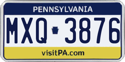 PA license plate MXQ3876