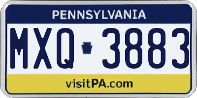 PA license plate MXQ3883