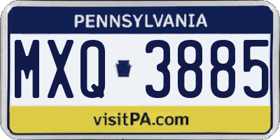 PA license plate MXQ3885