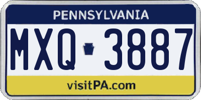 PA license plate MXQ3887
