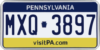 PA license plate MXQ3897
