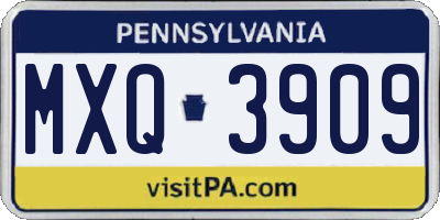 PA license plate MXQ3909