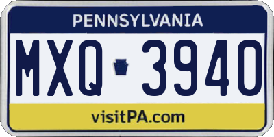 PA license plate MXQ3940