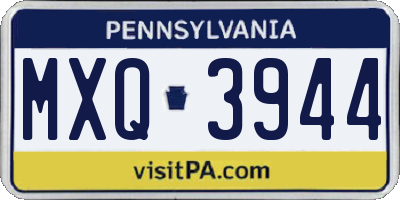 PA license plate MXQ3944