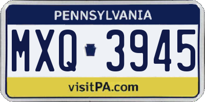 PA license plate MXQ3945