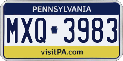 PA license plate MXQ3983