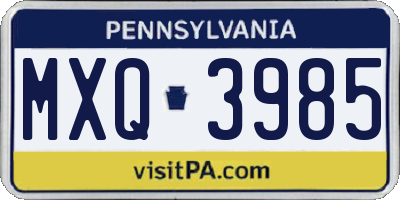 PA license plate MXQ3985