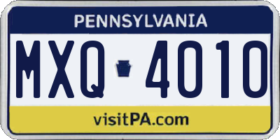 PA license plate MXQ4010