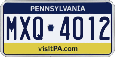 PA license plate MXQ4012