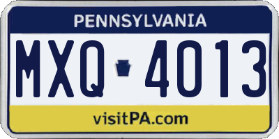 PA license plate MXQ4013