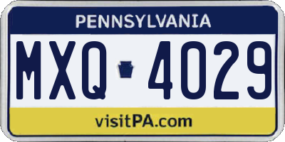 PA license plate MXQ4029